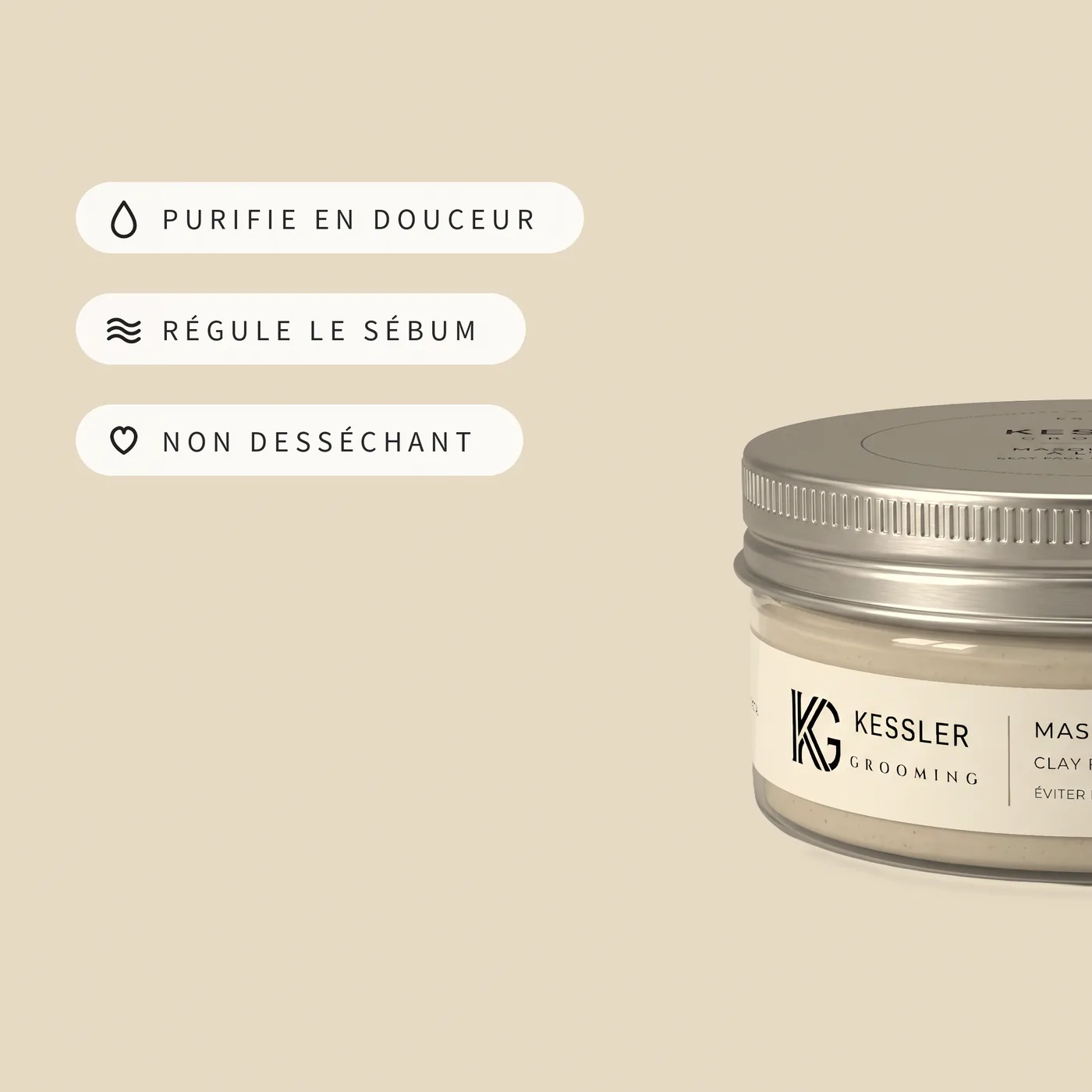 Bénéfices du masque purifiant homme : purifie en douceur, régule le sébum, non desséchant